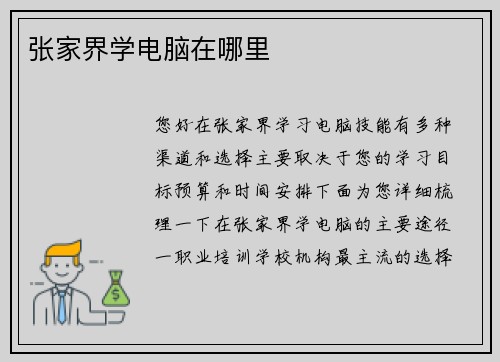张家界学电脑在哪里